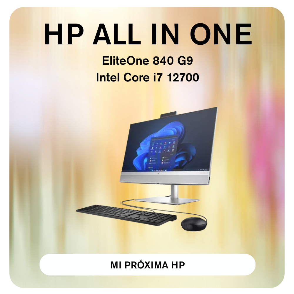 All-in-one para oficina pequeña con documentos y planta decorativa