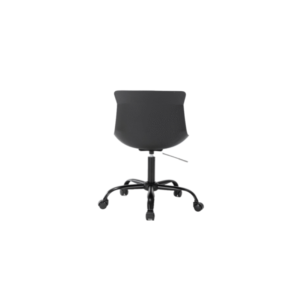 silla con respaldo de concha y asiento tapizado gris