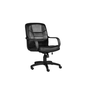 silla de oficina con respaldo medio y base con rodajas